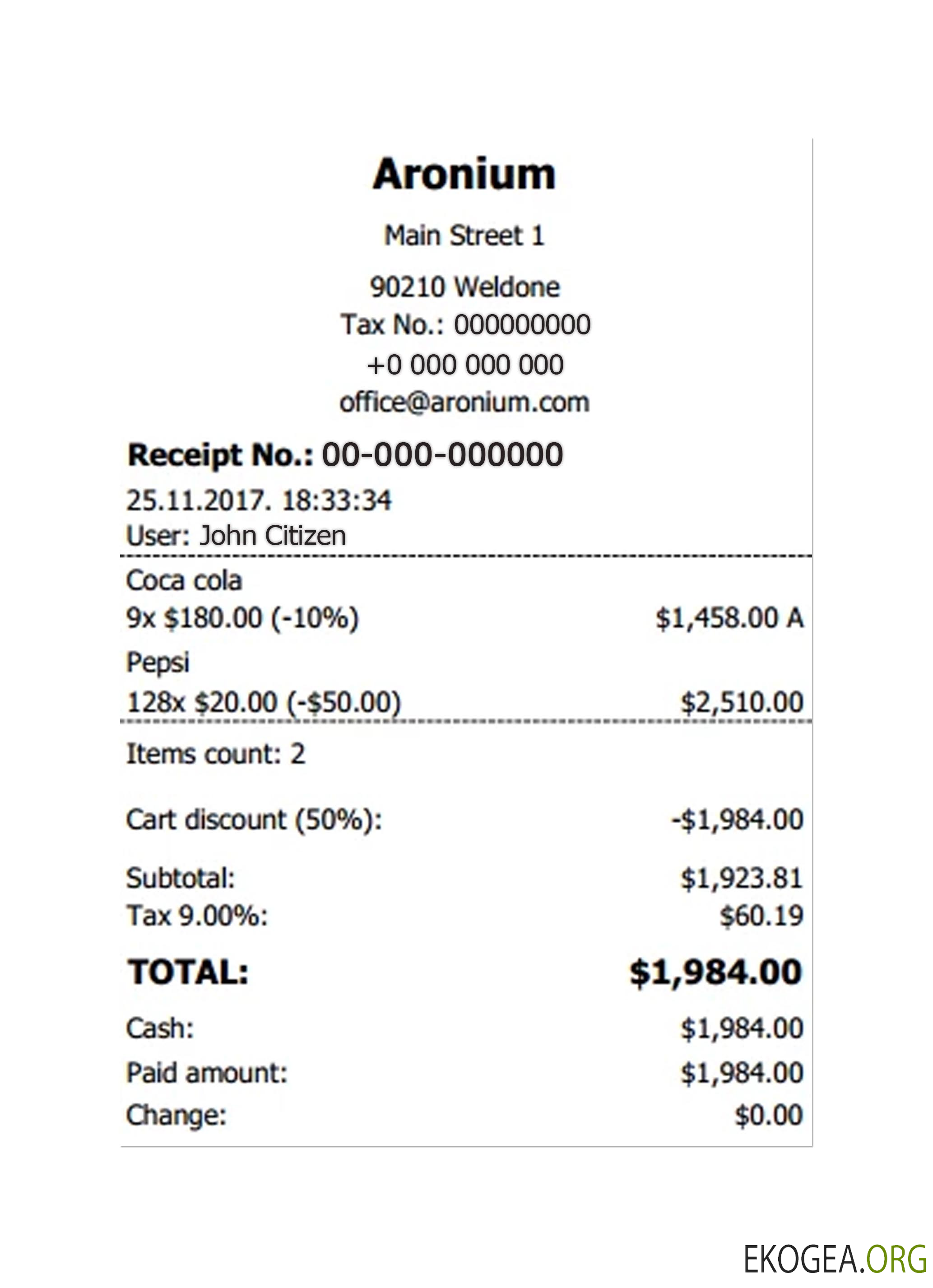 Chèque de paiement ARONIUM